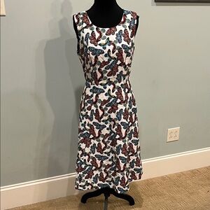 Talbots Multicolor Butterfly Print Midi Dress